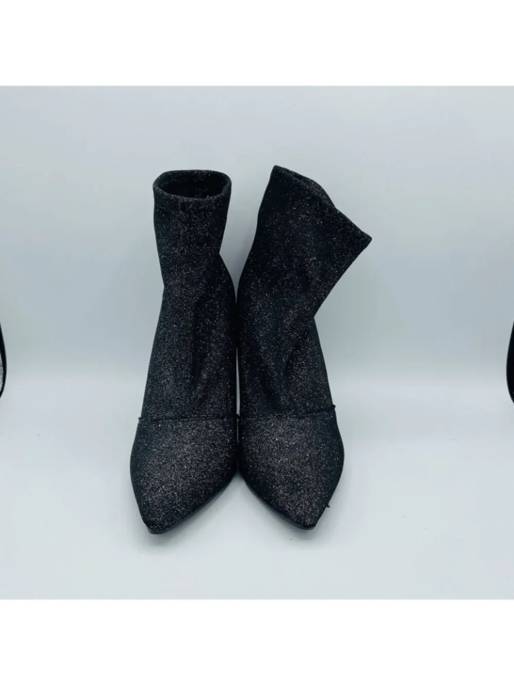 Baash Shoes Womens Size 7 Black Shiny Sparkly Glitter Ankle Booties Heels